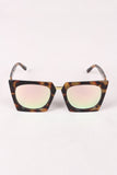 Geometric-Shape Plastic Frame Mirrored Sunglasses