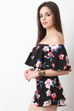 Floral Tiered Bardot Romper