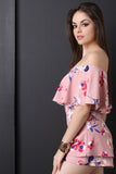 Floral Tiered Bardot Romper
