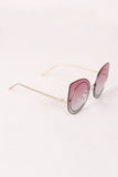 Sculpted Gradient Cat Eye Round Sunglasses