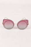 Sculpted Gradient Cat Eye Round Sunglasses