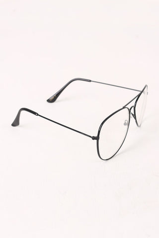 Clear Lens Wire Frame Aviator Glasses