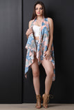 Rose Print Drape Vest