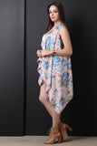 Rose Print Drape Vest