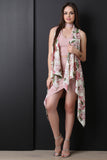 Rose Print Drape Vest