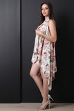 Rose Print Drape Vest