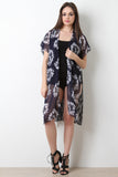 Lace Back Floral Chiffon Short Sleeve Kimono Top
