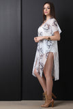 Lace Back Floral Chiffon Short Sleeve Kimono Top
