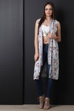 Sleeveless Floral Longline Vest