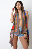 Dashiki Print Drape Vest