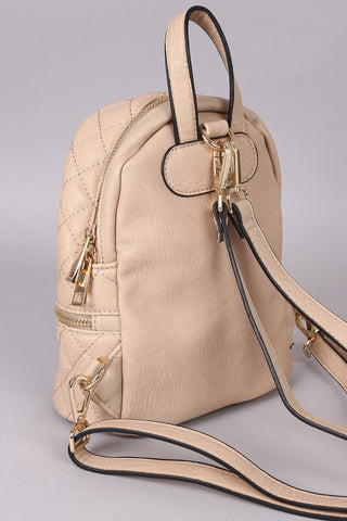 Vegan Leather Quilted Mini Backpack