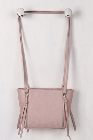 Vegan Leather Zipper Embellishment Bag