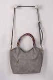 Vegan Leather Colorful Woven Handles Bag