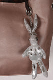 Pebbled Vegan Leather Bunny Keychain Tote Bag