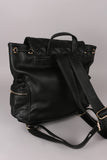 Vegan Leather Quilted Pullstring Backpack