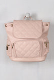 Vegan Leather Quilted Pullstring Backpack
