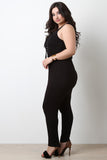 Lace-Up Sleeveless Jersey Knit Jumpsuit
