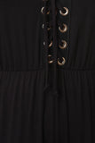 Lace-Up Sleeveless Jersey Knit Jumpsuit