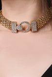 Rhinestone O-Ring Choker Necklace