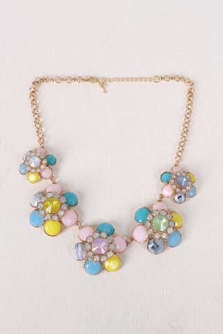 Five Jewel Floral Necklace