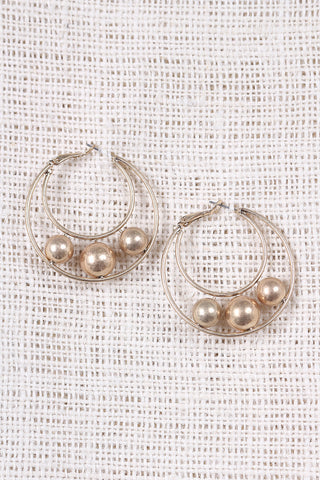 Double Hoop Pearl Earrings