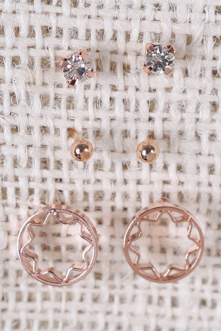 Rhinestone Open Star Earring Set
