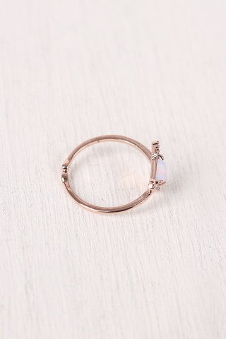 Rhinestone Accent Triangle Gemstone Ring