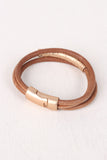 Three Banded Textured Curved Bar Bracelet