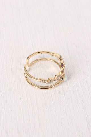 Open Ended Rhinestone Lightening Bolt Ring