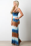 Sleeveless Tie Dye Cinched Maxi Dress