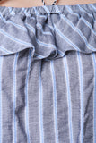 Off The Shoulder Ruffle Striped Shift Dress