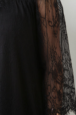 Semi-Sheer Lace Bardot Midi Dress