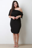 One-Shoulder Eyelet Trim Midi Dress