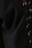 One-Shoulder Eyelet Trim Midi Dress