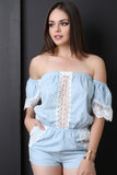 Crochet Bardot Bell Sleeve Romper