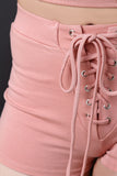 Corset Lace-Up High Waisted Shorts