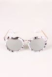 Oversized Metallic Accent Mirrored Sunglasses