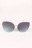 Translucent Lens Wire Framed Cat Eye Sunglasses