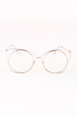 Oversized Clear Lens Open Wire Framed Glasses