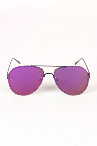 Double Bridge Mirrored Lens Aviator Sunglasses