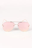 Double Bridge Mirrored Lens Aviator Sunglasses