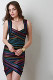 Metallic Rainbow Houndstooth Bandage Dress