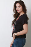 Graphic Print Lace-Up Boxy Top