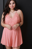 Crochet Contrast Flare Romper