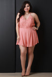Crochet Contrast Flare Romper