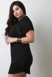 Raglan Seam Lace-Up T-Shirt Dress