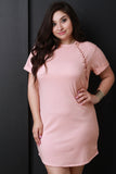Raglan Seam Lace-Up T-Shirt Dress