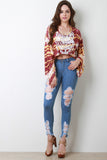 Tie Dye Graphic Sharkbite Cinched Crop Top
