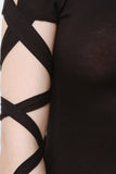 Lace Up Sleeve Bodycon Midi Dress