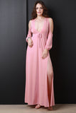 Cold Shoulder Thigh High Slit Maxi Dress